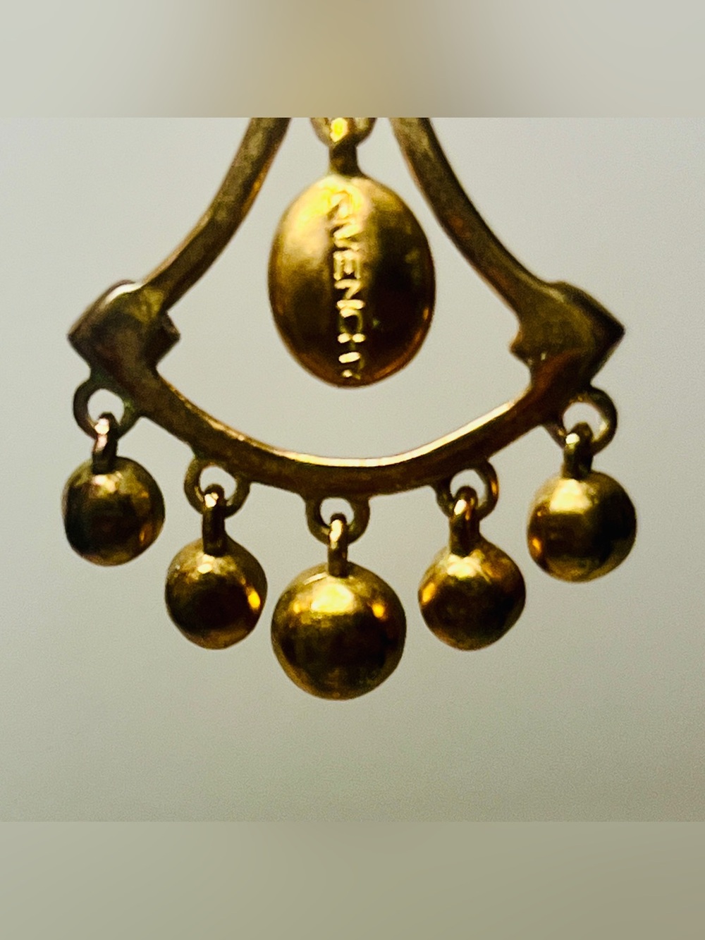 Vintage Signed GIVENCHY Champagne & Amber Swarovski Crystal Fan Drop Earrings - Picture 3 of 8